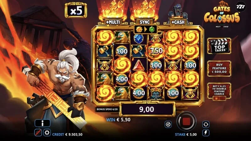 Gates of Colossus MultiChase - vinningssamsetning í grunnleiknum